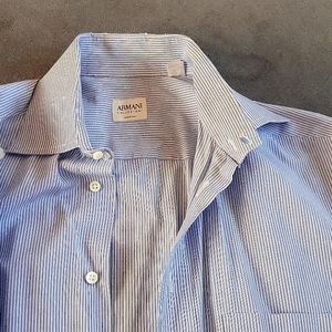 Armani Striped blue dress shirt size L 41/16